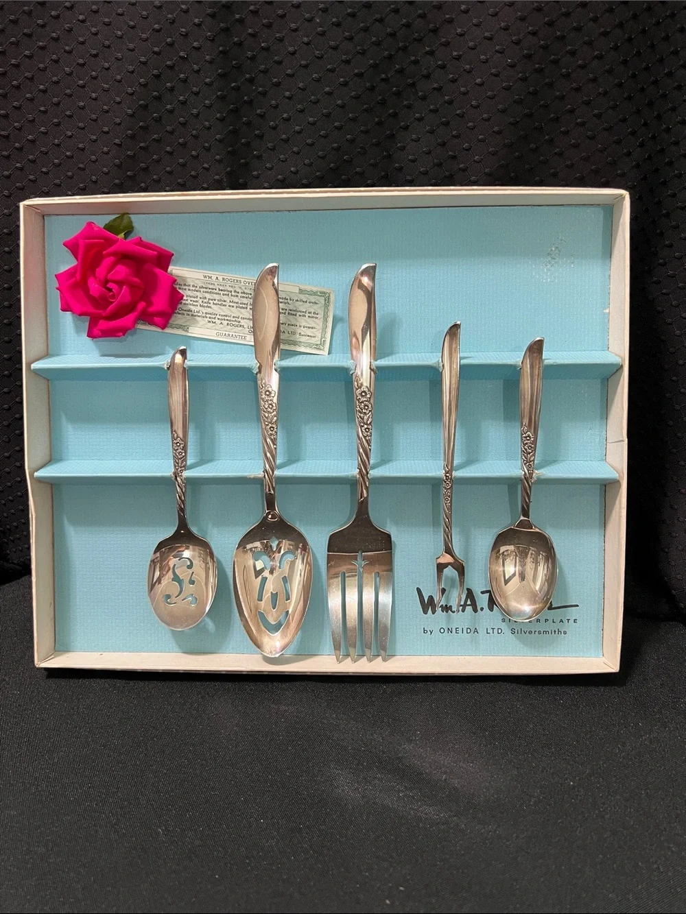 Wm Roger’s by Oneida Silver Hostess Set with “Wildwood” Pattern Handles